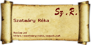 Szatmáry Réka névjegykártya